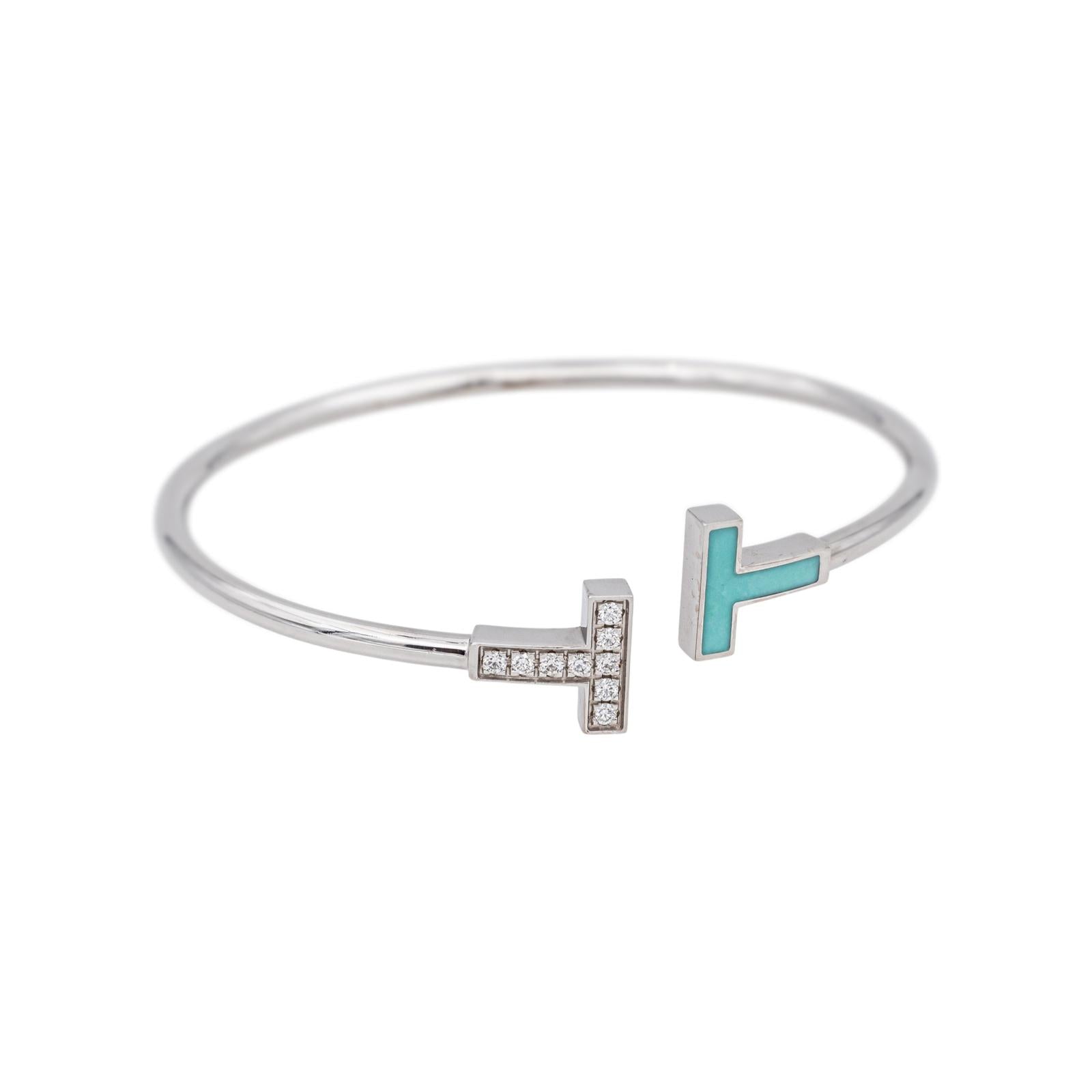 Tiffany & Co. Tiffany T Náramek z Bílého Zlata s Diamanty a Tyrkysem