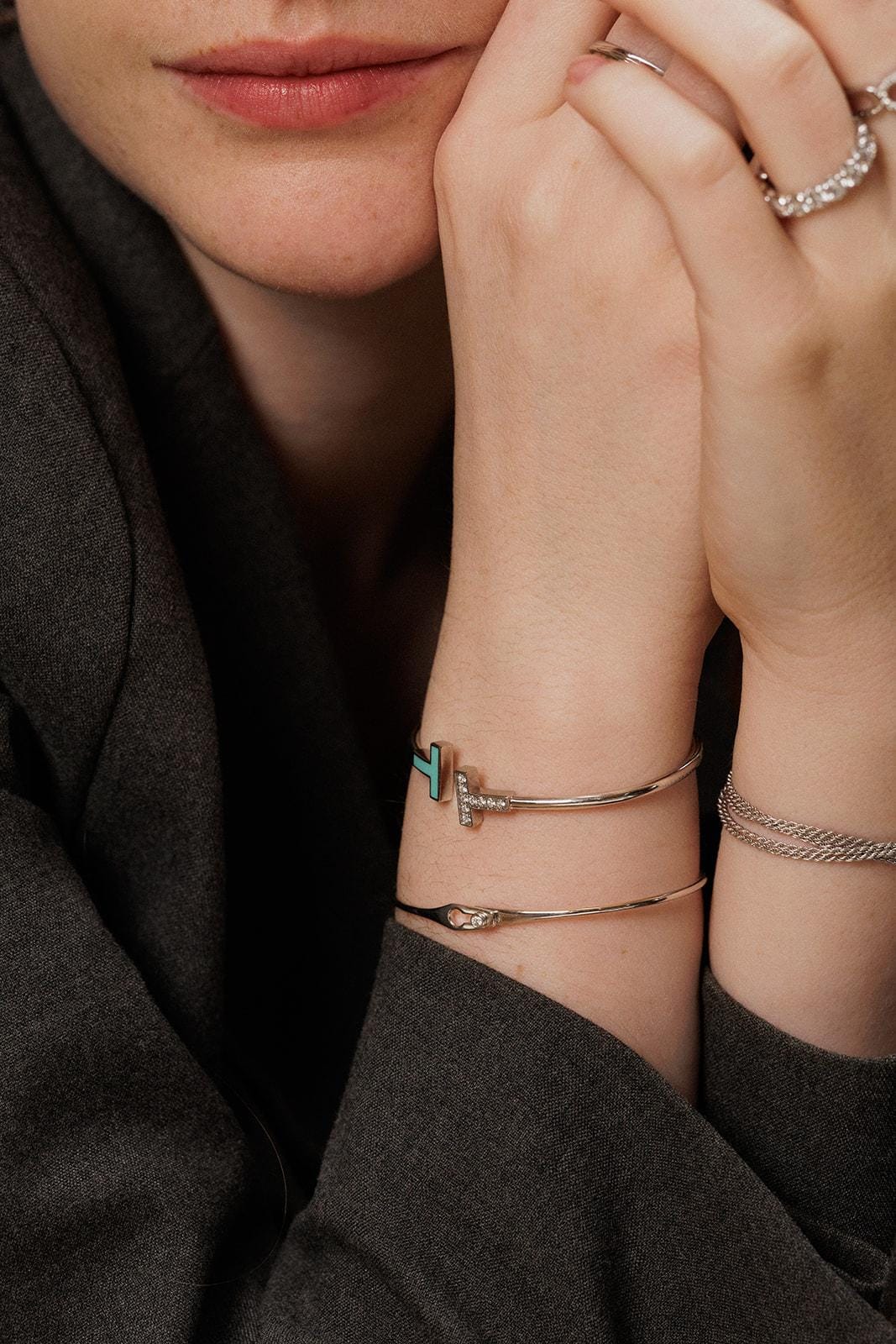Tiffany & Co. Tiffany T Náramek z Bílého Zlata s Diamanty a Tyrkysem