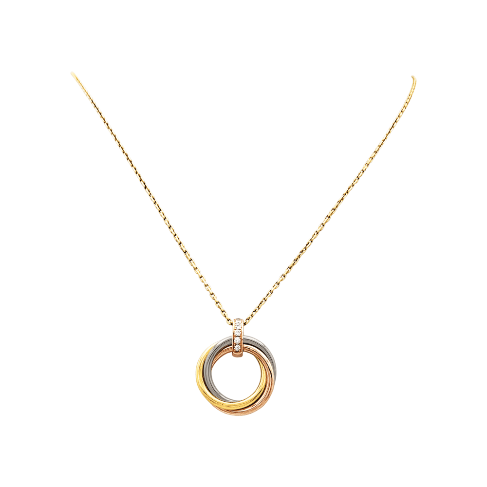 Cartier Trinity Náhrdelník z Trojbarevného Zlata s Diamanty