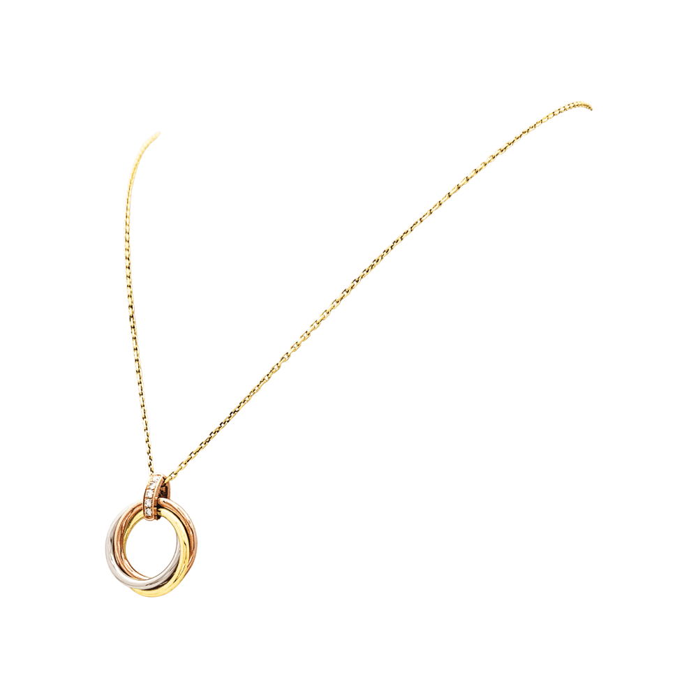 Cartier Trinity Náhrdelník z Trojbarevného Zlata s Diamanty
