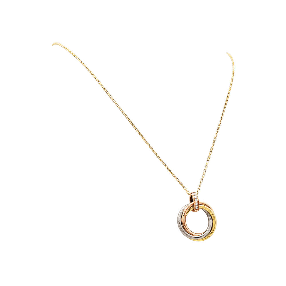 Cartier Trinity Náhrdelník z Trojbarevného Zlata s Diamanty