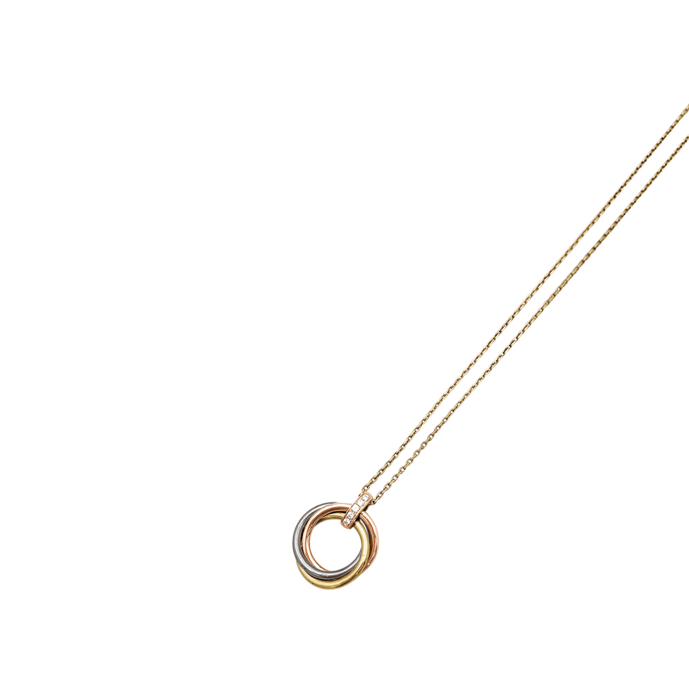 Cartier Trinity Náhrdelník z Trojbarevného Zlata s Diamanty