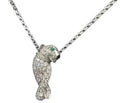 Cartier Panthère Náhrdelník z Bílého Zlata s Diamanty a Smaragdy
