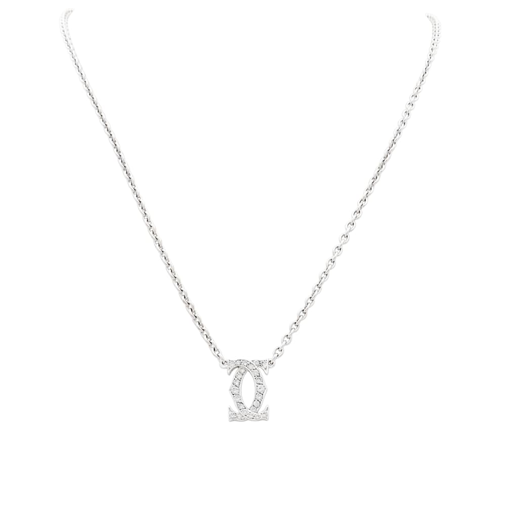 Cartier Double C Náhrdelník z Bílého Zlata s Diamanty