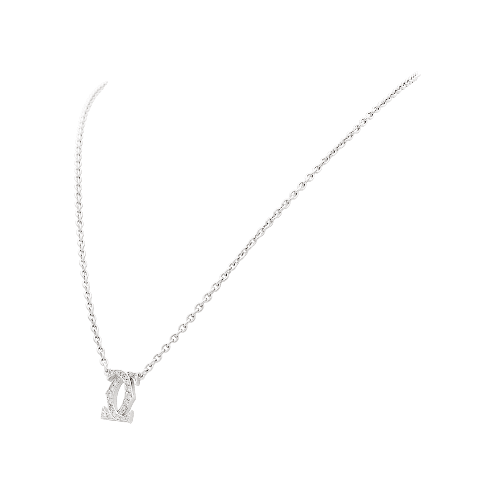 Cartier Double C Náhrdelník z Bílého Zlata s Diamanty