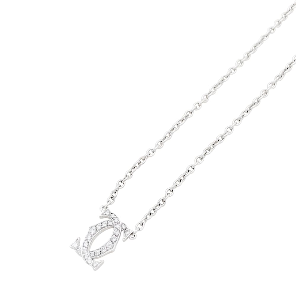 Cartier Double C Náhrdelník z Bílého Zlata s Diamanty