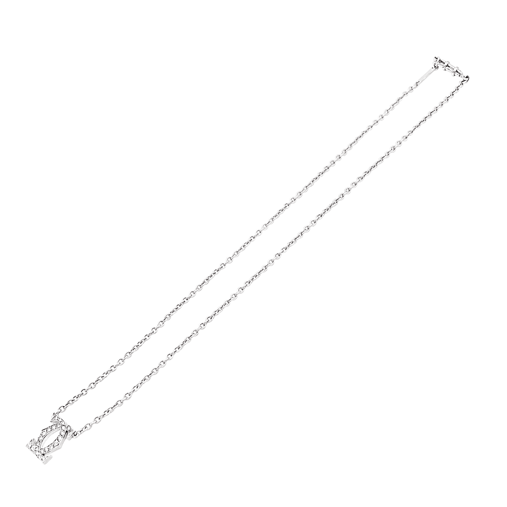 Cartier Double C Náhrdelník z Bílého Zlata s Diamanty