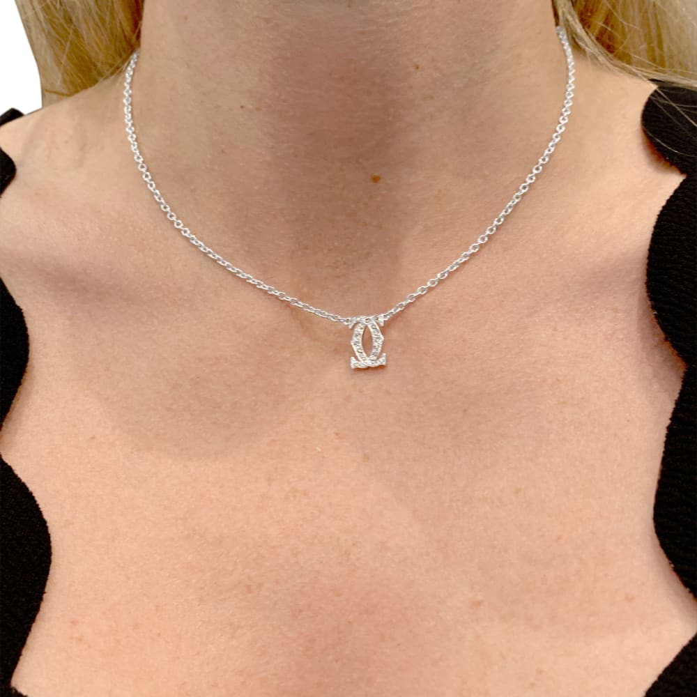Cartier Double C Náhrdelník z Bílého Zlata s Diamanty