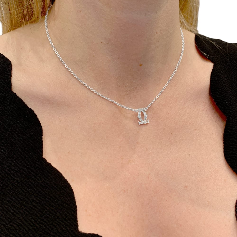 Cartier Double C Náhrdelník z Bílého Zlata s Diamanty