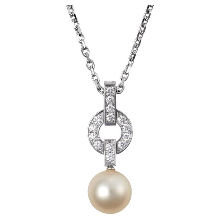 Cartier Himalia Náhrdelník z Bílého Zlata s Perlou a Diamanty