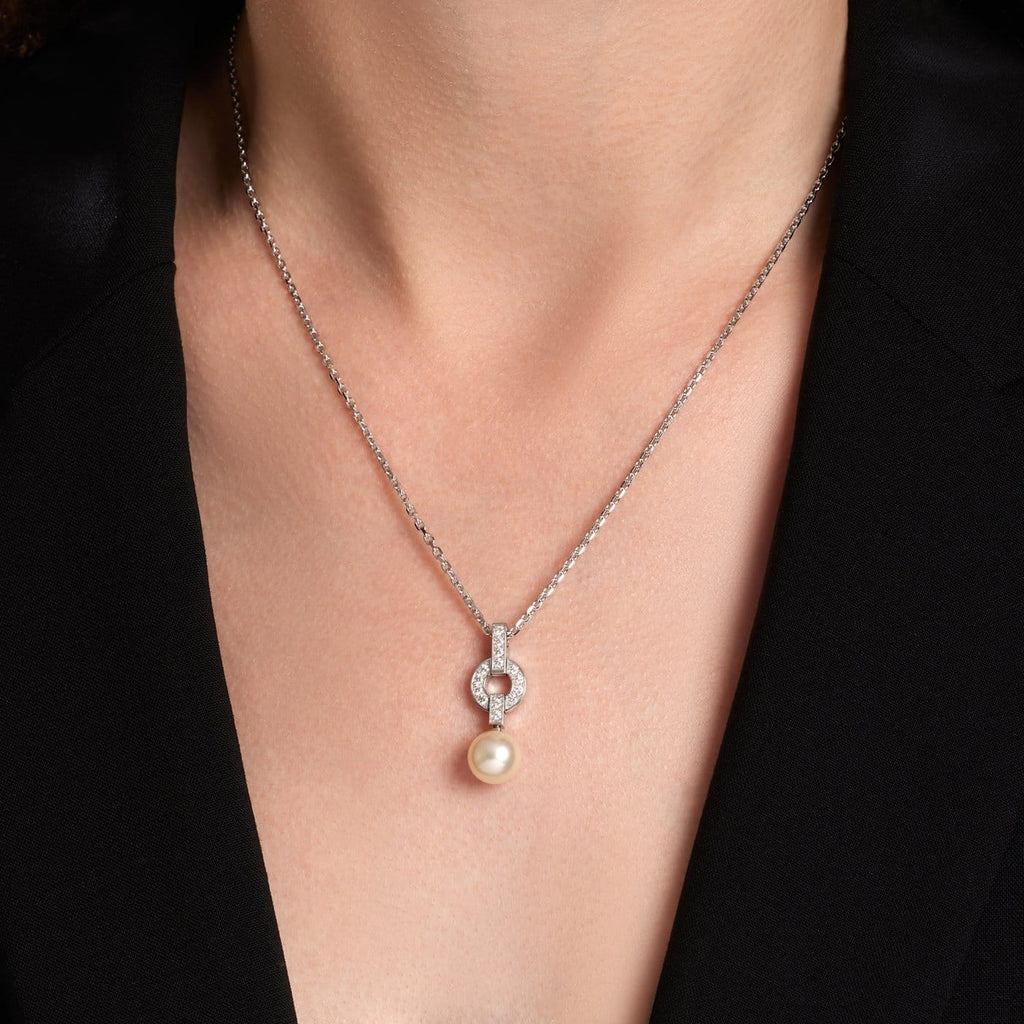 Cartier Himalia Náhrdelník z Bílého Zlata s Perlou a Diamanty
