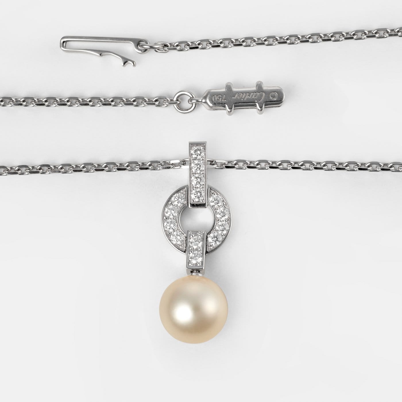 Cartier Himalia Náhrdelník z Bílého Zlata s Perlou a Diamanty