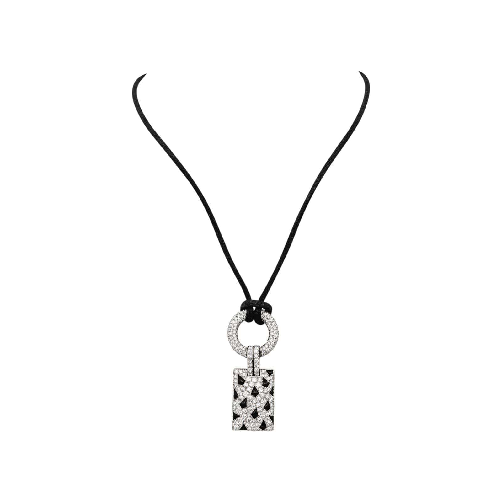 Cartier Panthère Náhrdelník z Bílého Zlata s Diamanty a Onyxem
