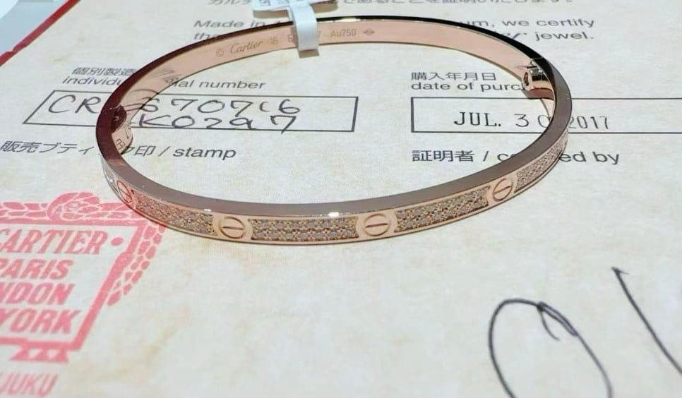 Cartier LOVE Náramek Malý Model z Růžového Zlata s Diamanty