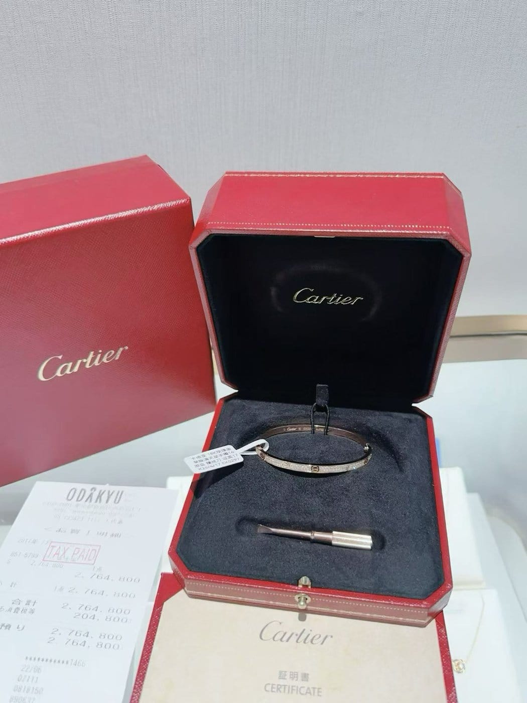 Cartier LOVE Náramek Malý Model z Růžového Zlata s Diamanty