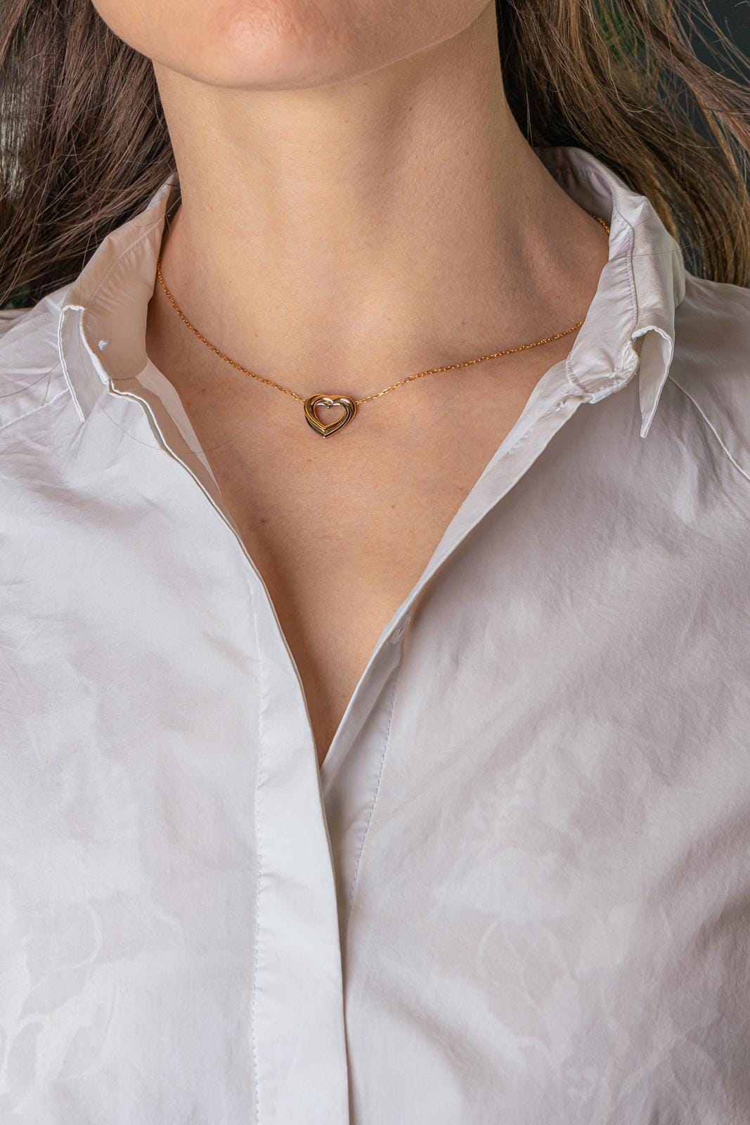 Cartier Náhrdelník Trinity Heart z Trojbarevného Zlata