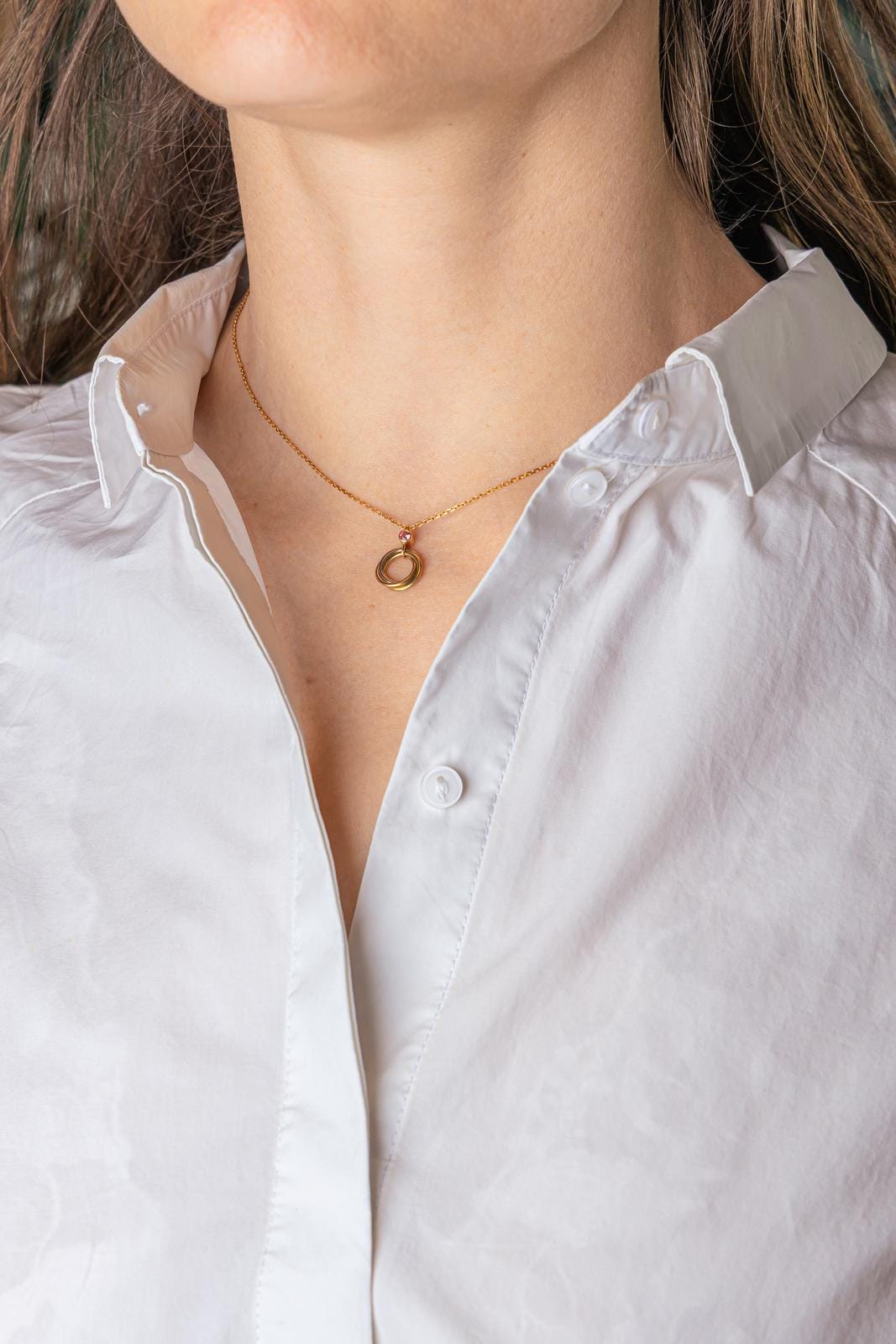 Cartier Trinity Náhrdelník ze Žlutého, Růžového a Bílého Zlata s Růžovým Safírem