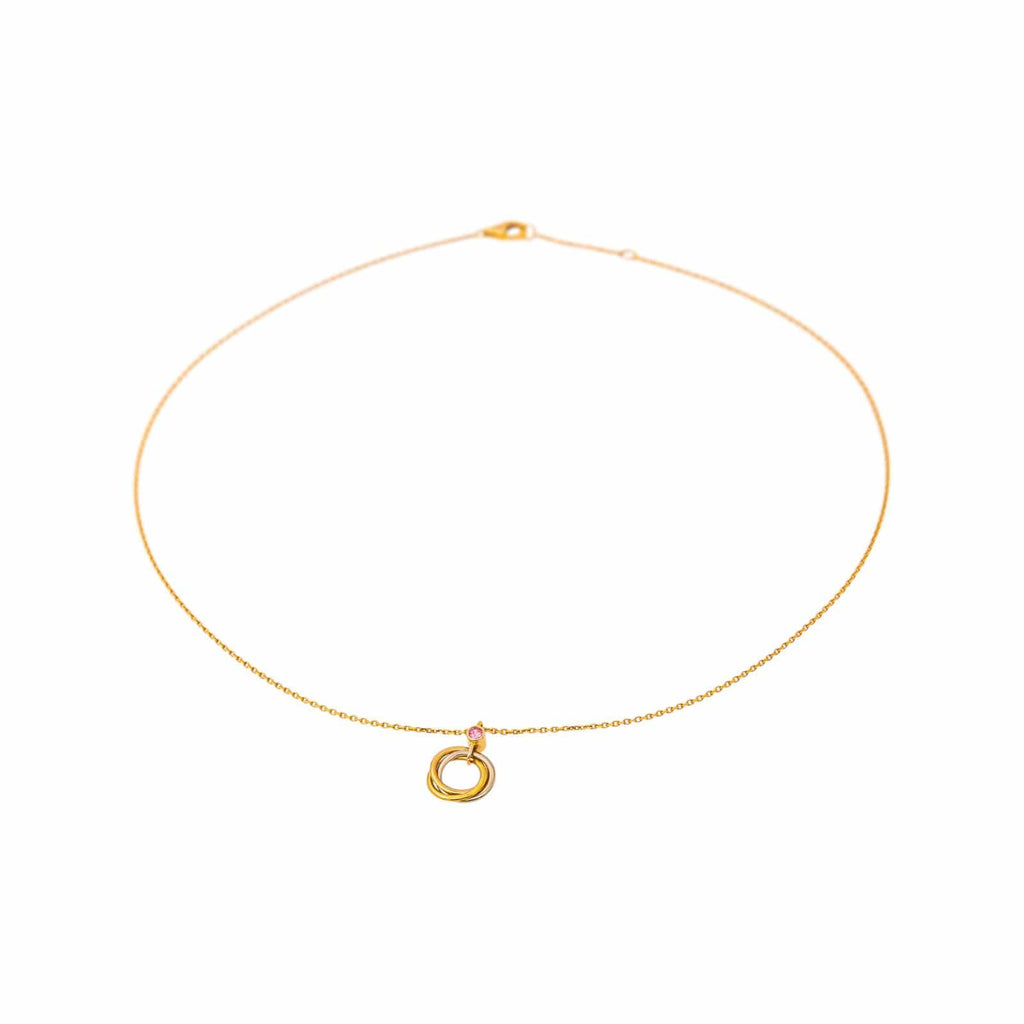 Cartier Trinity Náhrdelník ze Žlutého, Růžového a Bílého Zlata s Růžovým Safírem