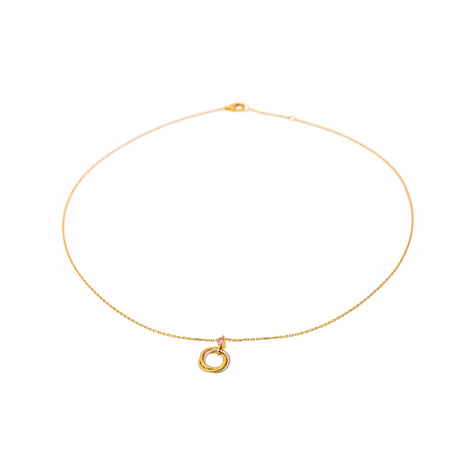 Cartier Trinity Náhrdelník ze Žlutého, Růžového a Bílého Zlata s Růžovým Safírem