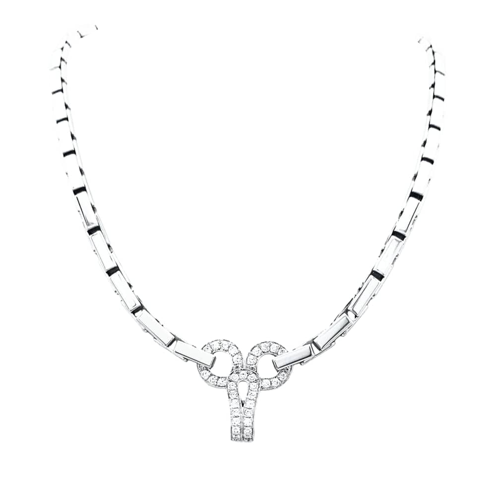 Cartier Agrafe Náhrdelník z Bílého Zlata s Diamanty